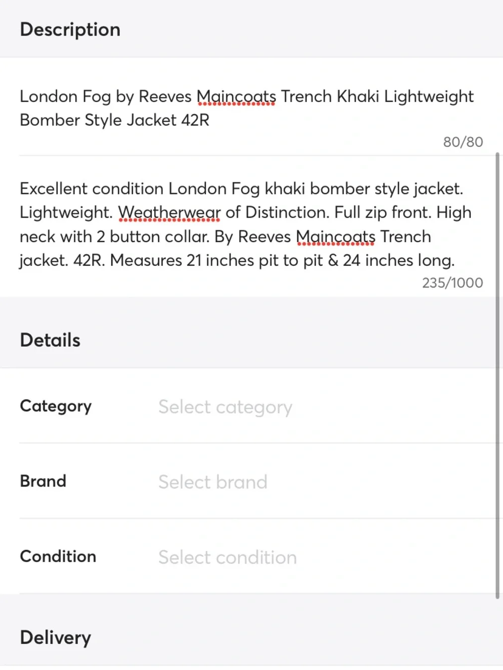 London Fog by Reeves Maincoats Trench Style Khaki Jacket